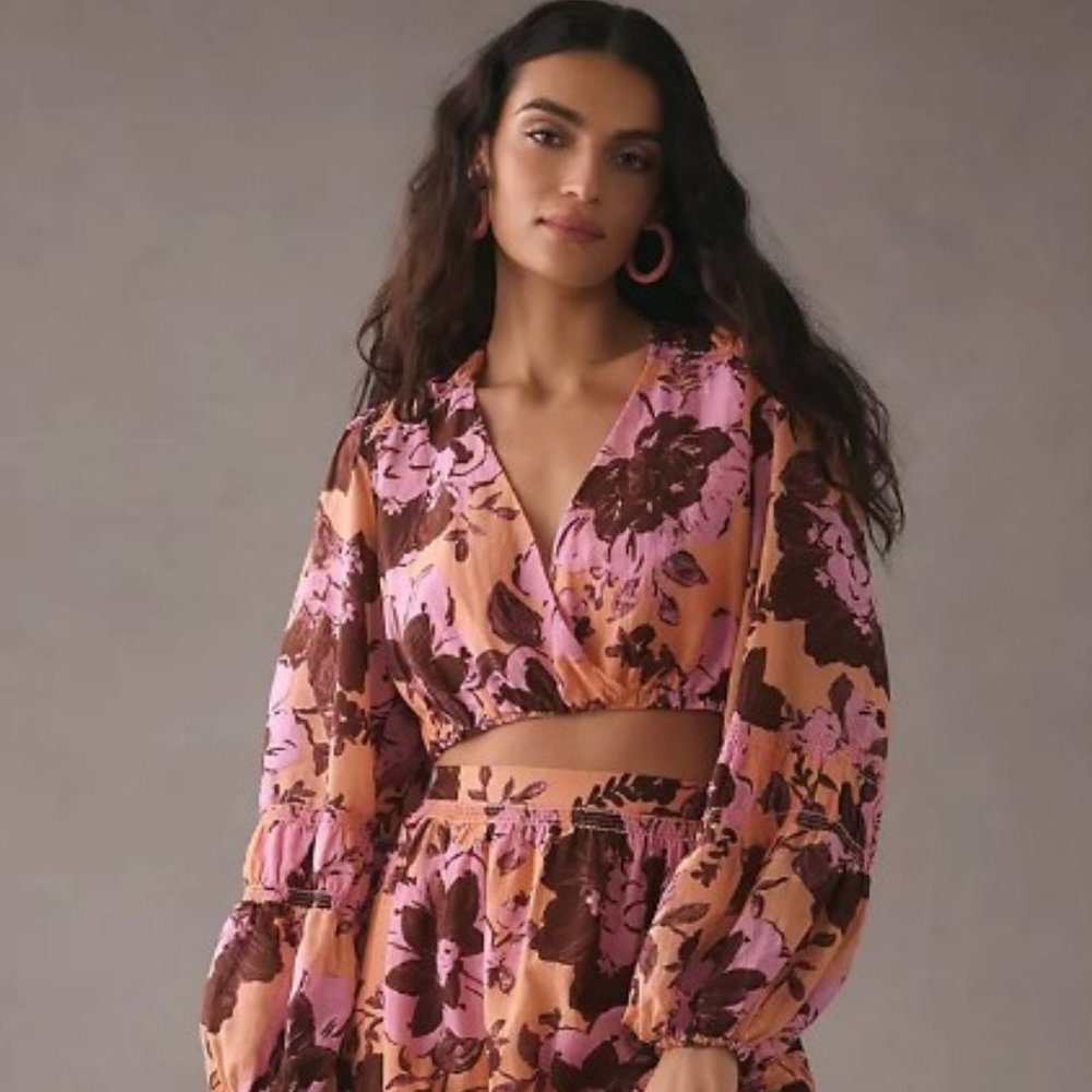 NWT SIGNIFICANT OTHER BY ANTHROPOLOGIE AISHA LONG SLEEVE CROP TOP (4 & 8)